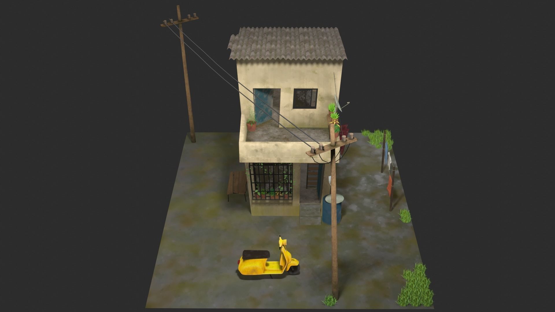 My House Toon Style Low-poly 3D model_4