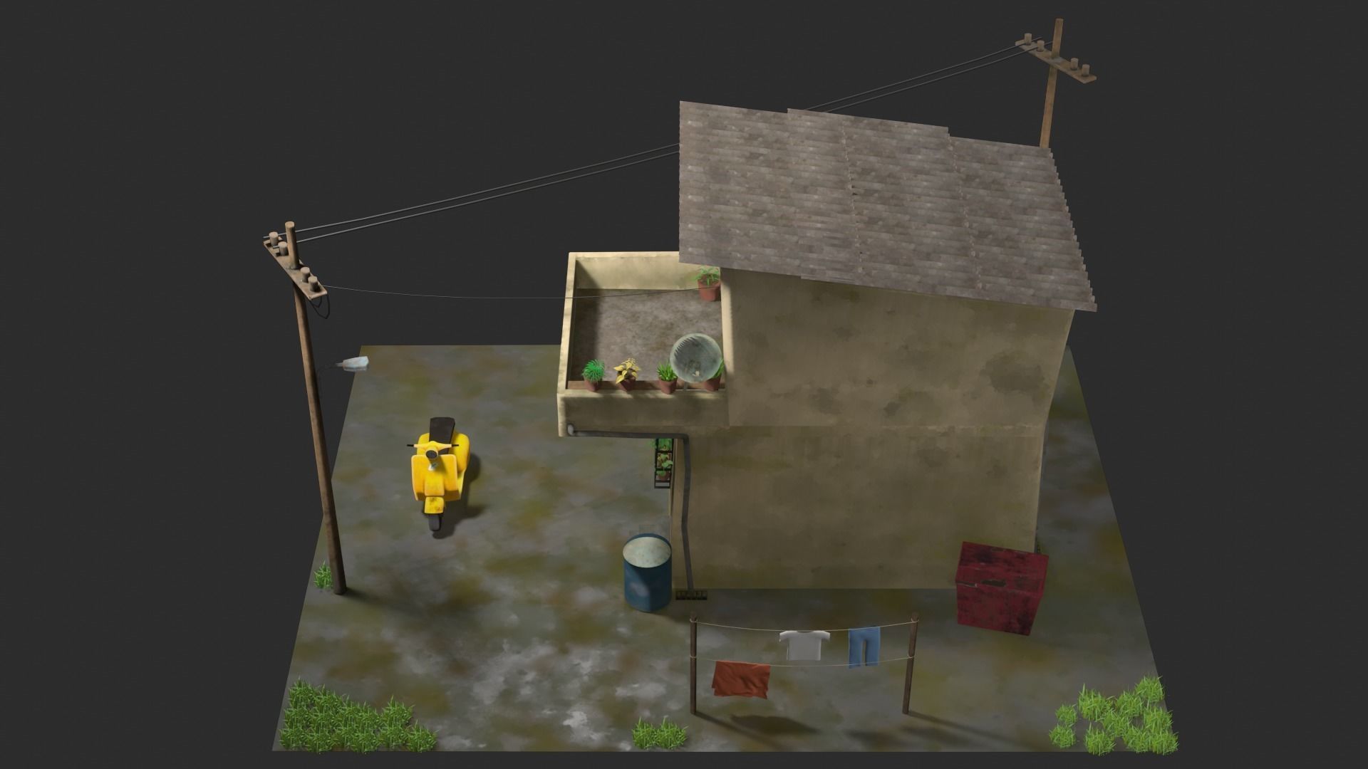 My House Toon Style Low-poly 3D model_5