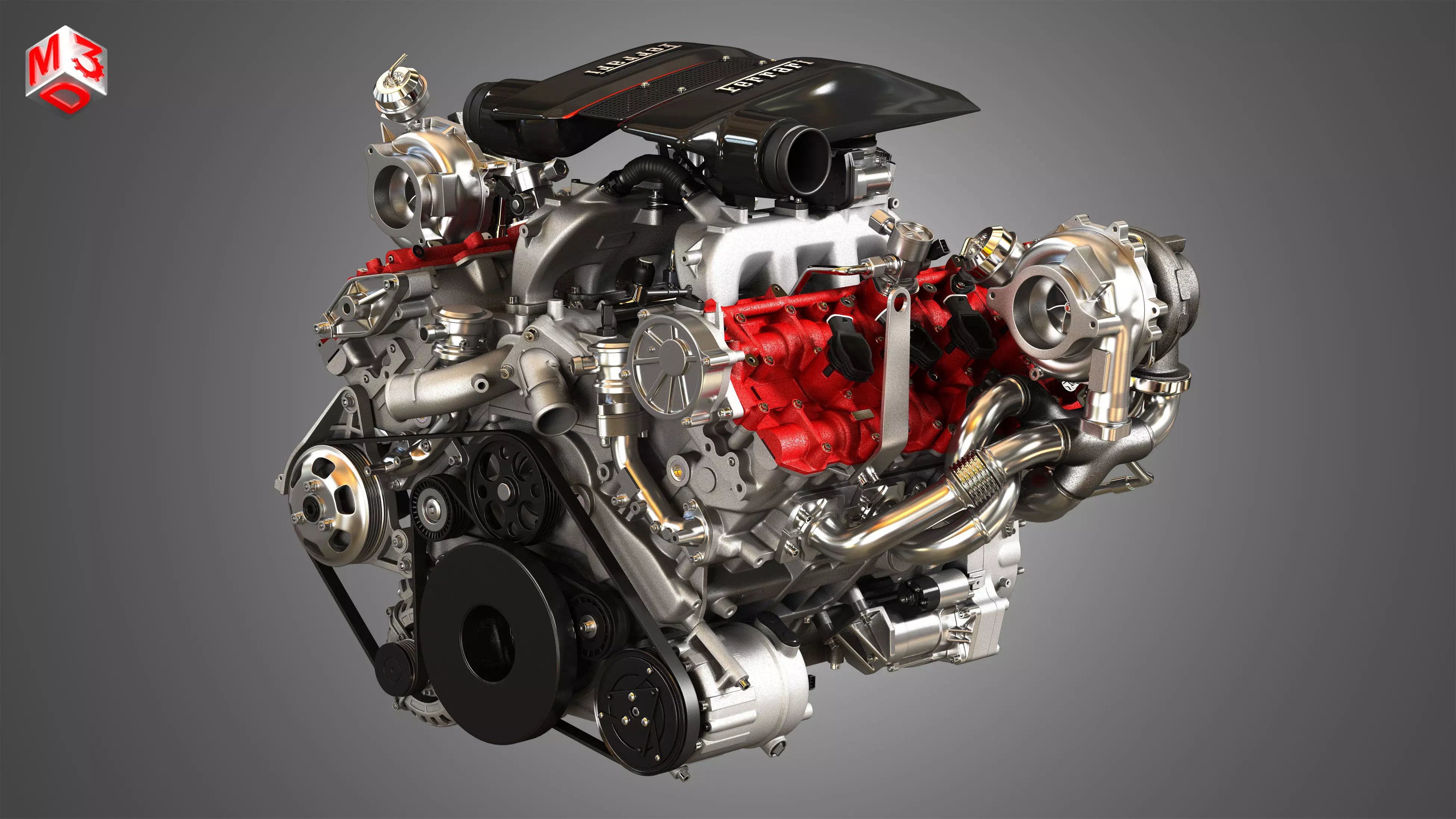 488 Pista Engine - V8 Twin Turbo Engine  3D model_0
