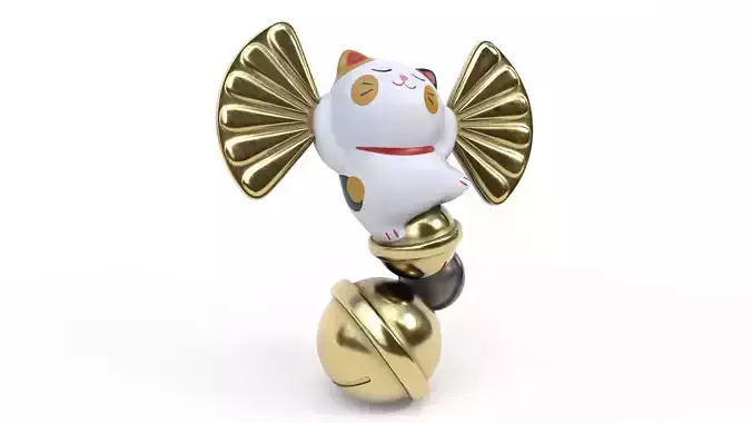 Lucky fortune cat Low-poly 3D model