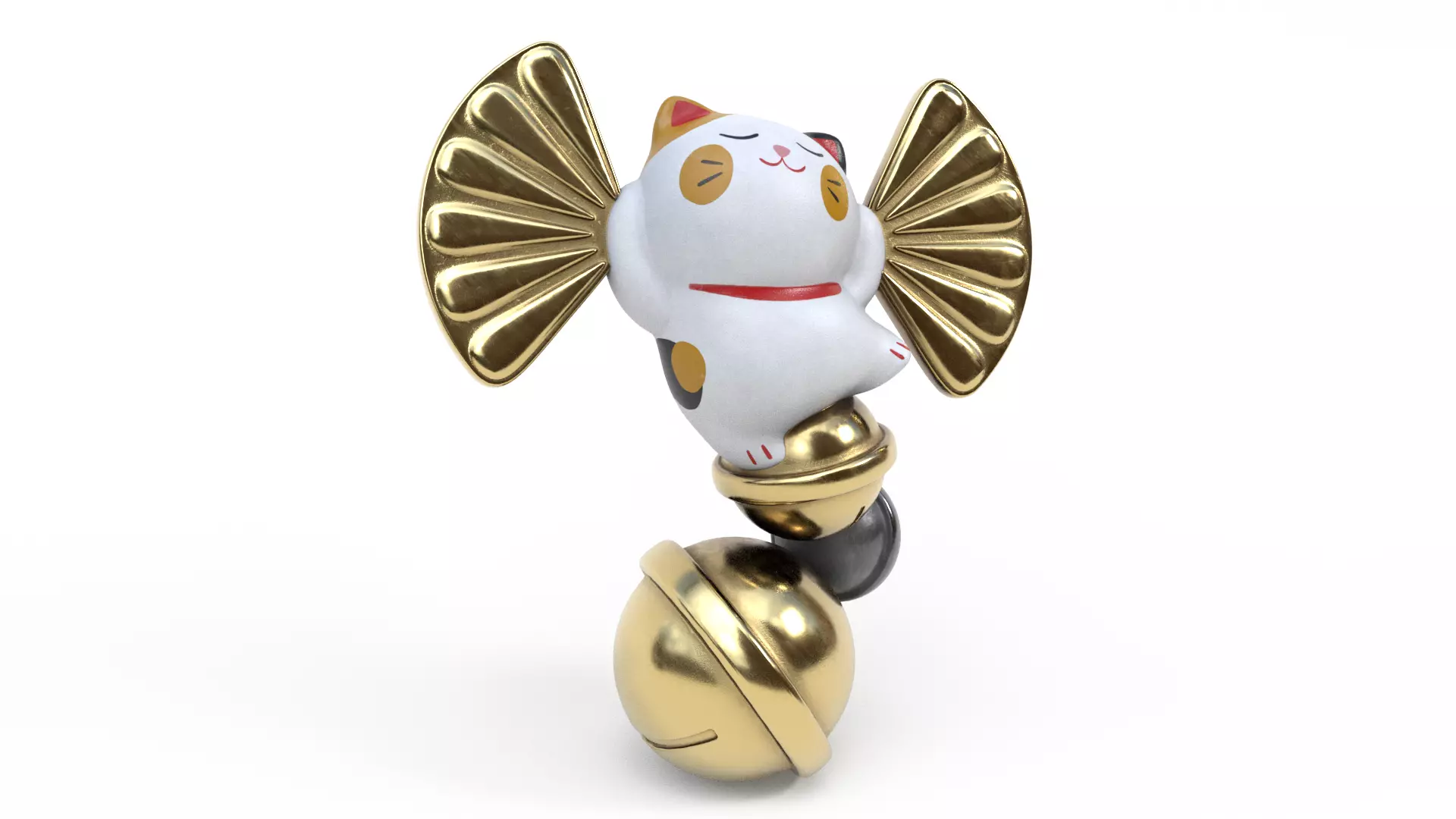 Lucky fortune cat Low-poly 3D model_0
