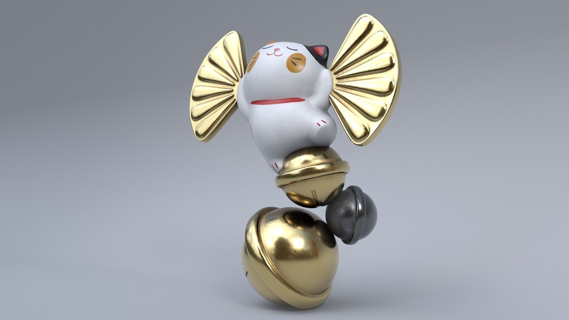 Lucky fortune cat Low-poly 3D model_2