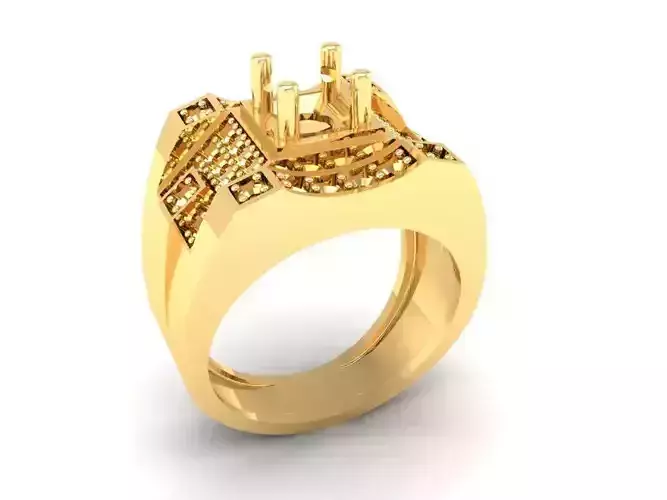 Luxury Geometric Diamond Men Ring 323 3D print model