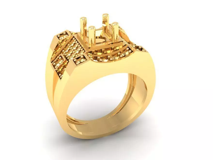 Luxury Geometric Diamond Men Ring 323 3D print model