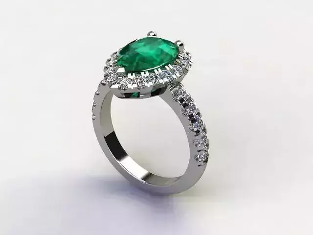 10120 pear shaped emerald and diamond engagement ring