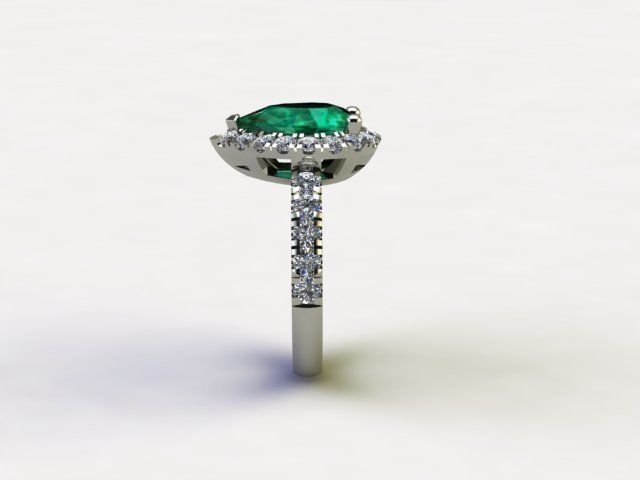 10120 pear shaped emerald and diamond engagement ring 3D print model_2