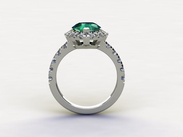 10120 pear shaped emerald and diamond engagement ring 3D print model_1