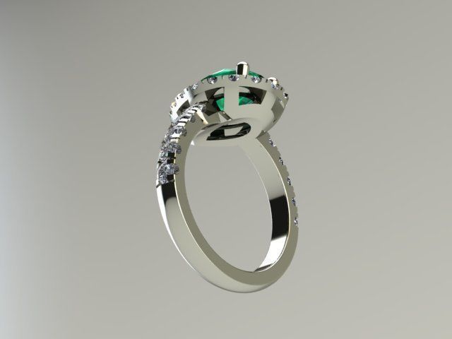 10120 pear shaped emerald and diamond engagement ring 3D print model_4