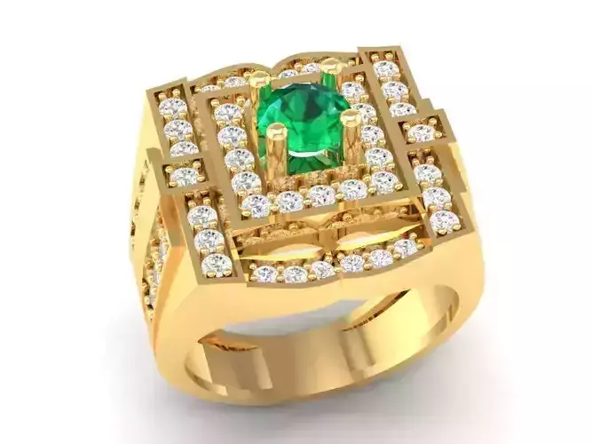Luxury Square Gemstone Gold Ring for Men 324