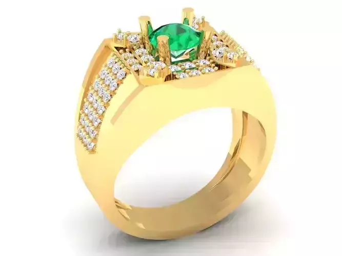 Luxury Emerald and Diamond Men Gold Ring 326