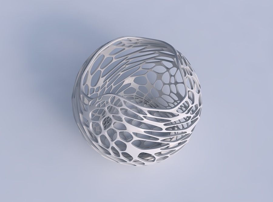 Bowl spheric wavy with twisted organic lattice 2 3D print model_1