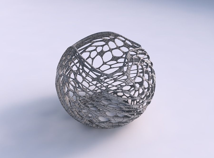 Bowl spheric wavy with twisted organic lattice 2 3D print model_5