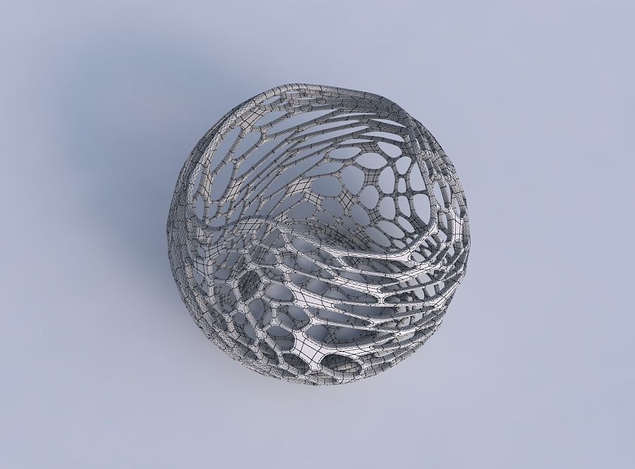 Bowl spheric wavy with twisted organic lattice 2 3D print model_6