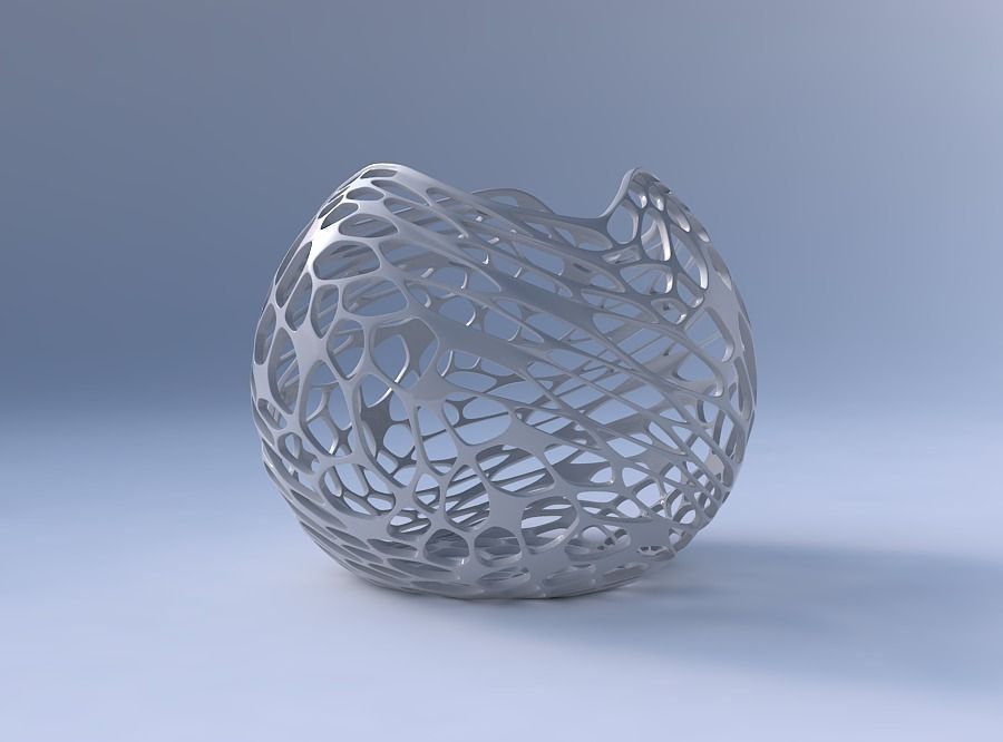 Bowl spheric wavy with twisted organic lattice 2 3D print model_4