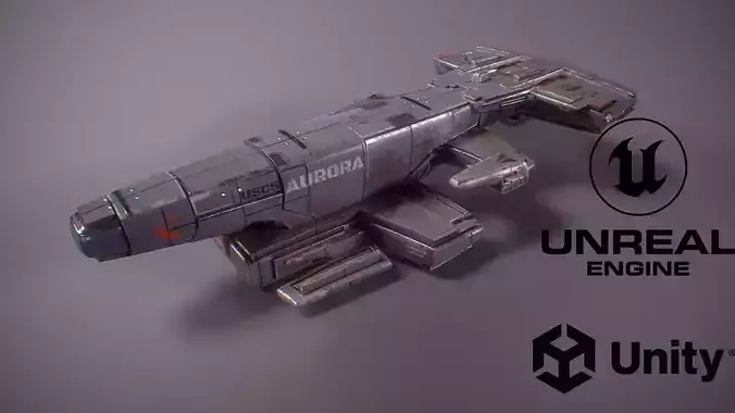 PBR Deep Space Freighter Aurora Low-poly 3D model