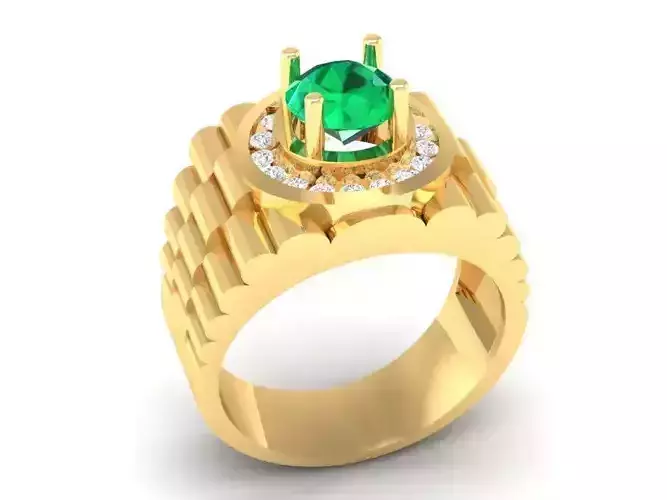 Luxury Emerald Square Men Ring 3D Model 328