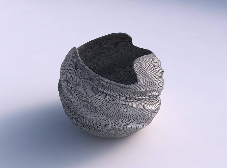 Bowl spheric wavy with fibers smooth inside 3D print model_5