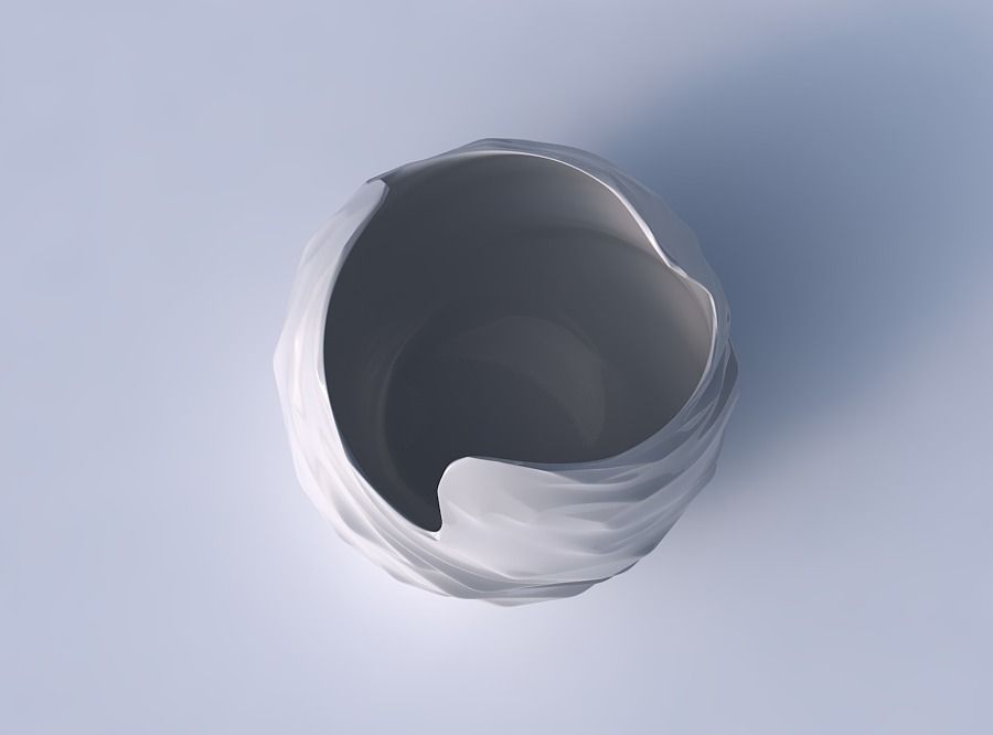 Bowl spheric wavy with fibers smooth inside 3D print model_2