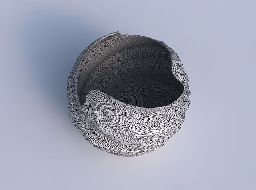 Bowl spheric wavy with fibers smooth inside 3D print model_6