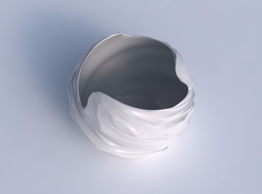 Bowl spheric wavy with fibers smooth inside 3D print model_1