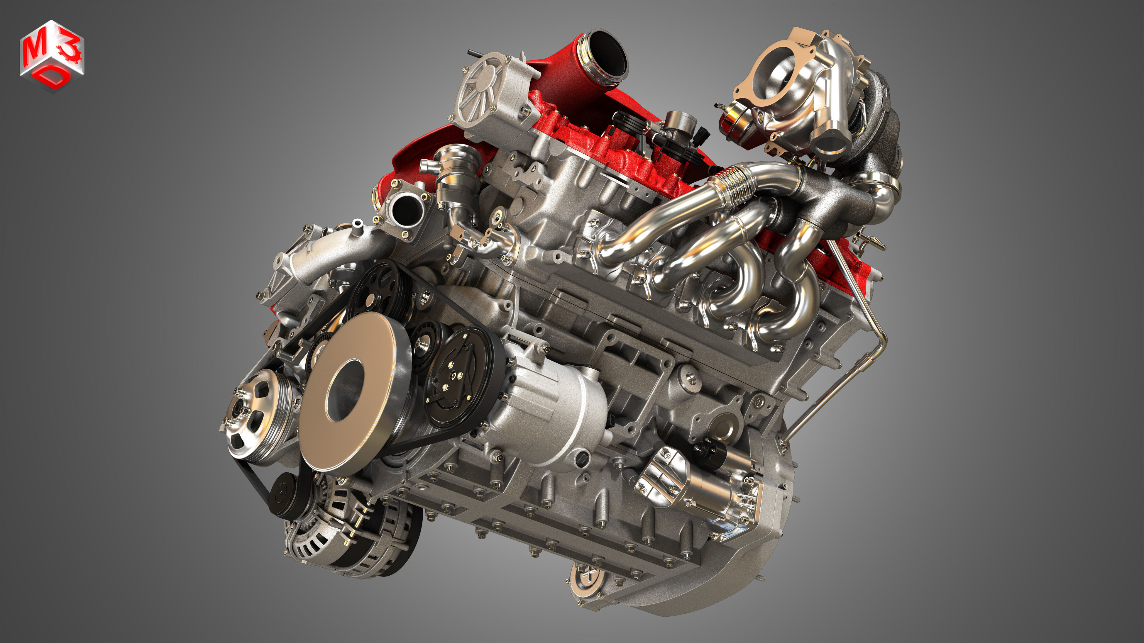 F8 Tributo Engine - V8 Twin Turbo Engine  3D model_17