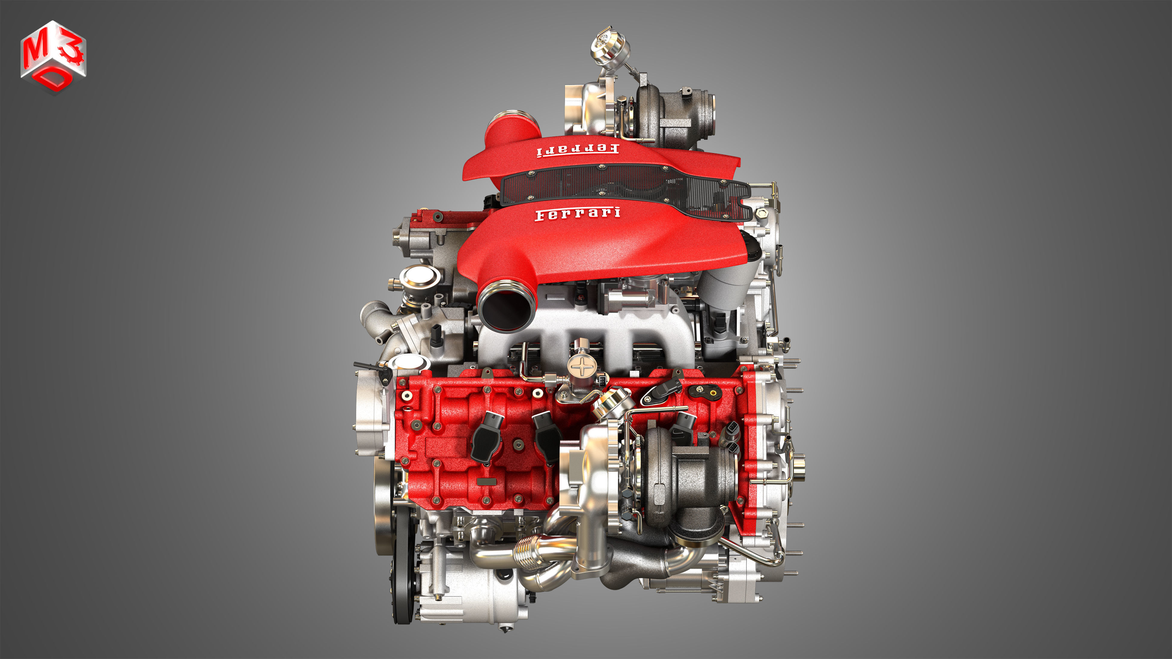 F8 Tributo Engine - V8 Twin Turbo Engine  3D model_15