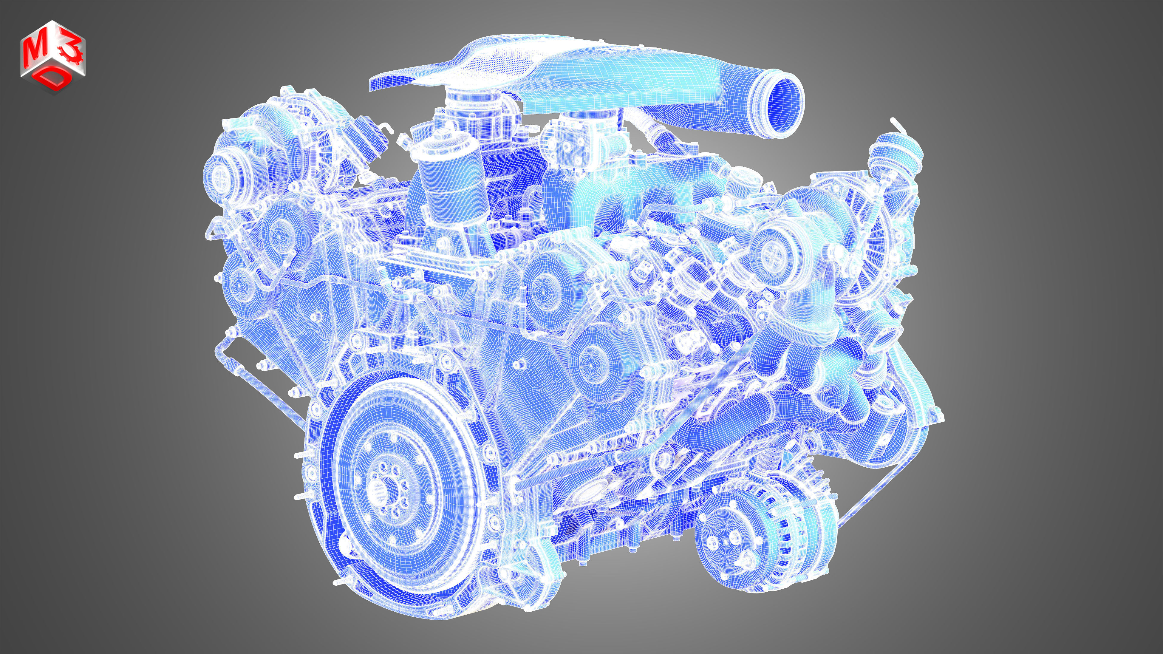 F8 Tributo Engine - V8 Twin Turbo Engine  3D model_20