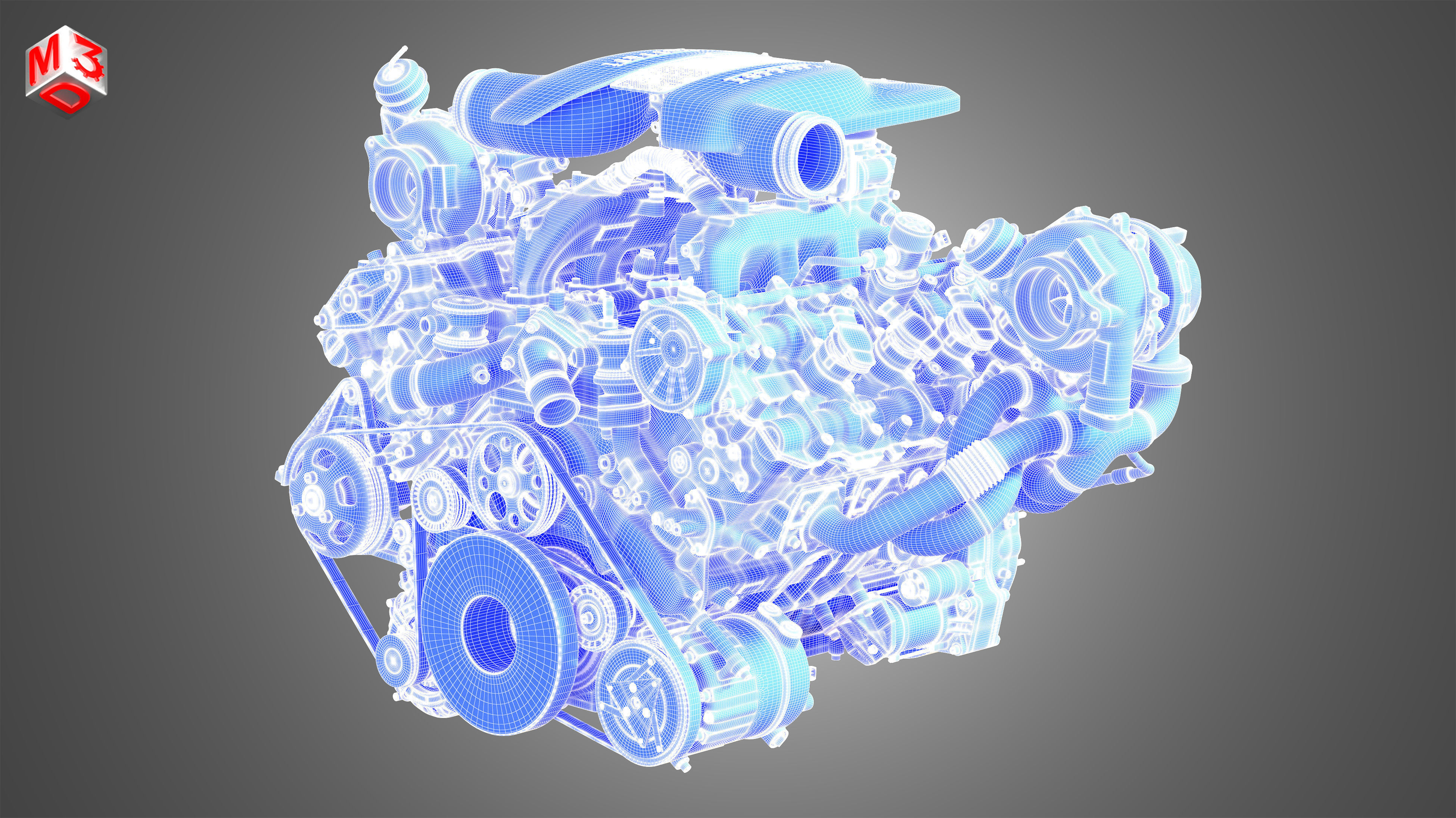 F8 Tributo Engine - V8 Twin Turbo Engine  3D model_19
