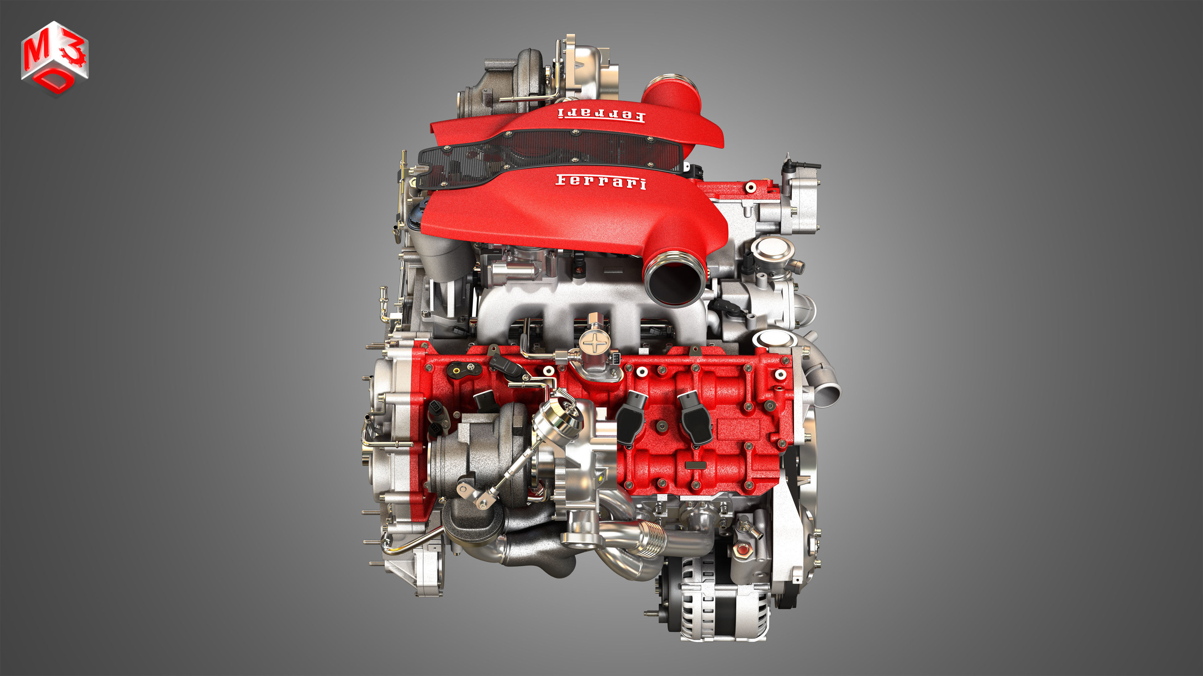 F8 Tributo Engine - V8 Twin Turbo Engine  3D model_16