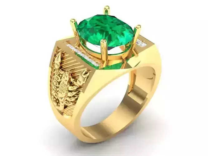 Luxury Dragon Side Gemstone Men Ring 3D Model  331