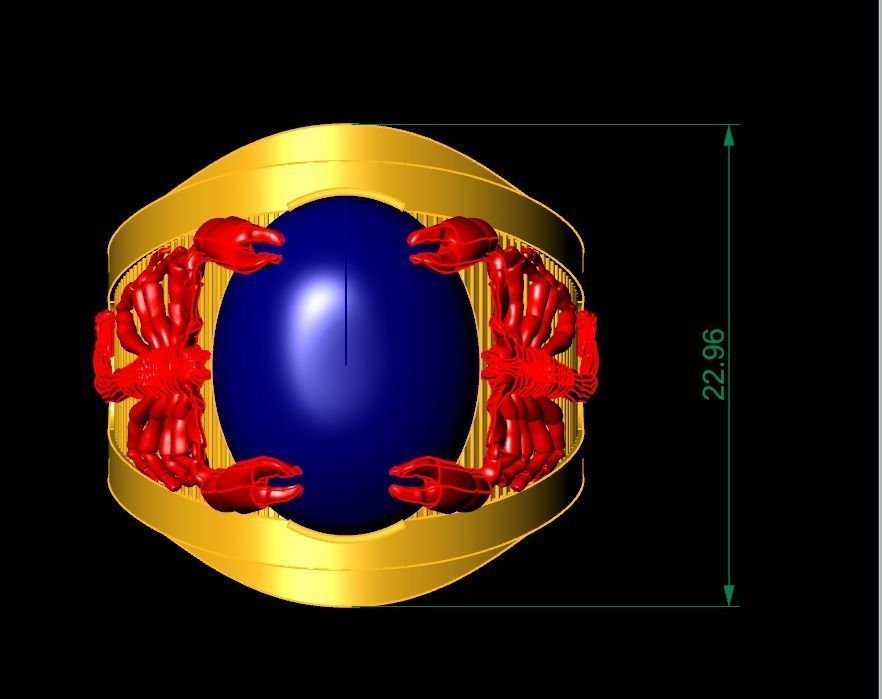 Oriental Twin Dragon Red Gemstone Ring for Men 3D Model 332 3D print model_8