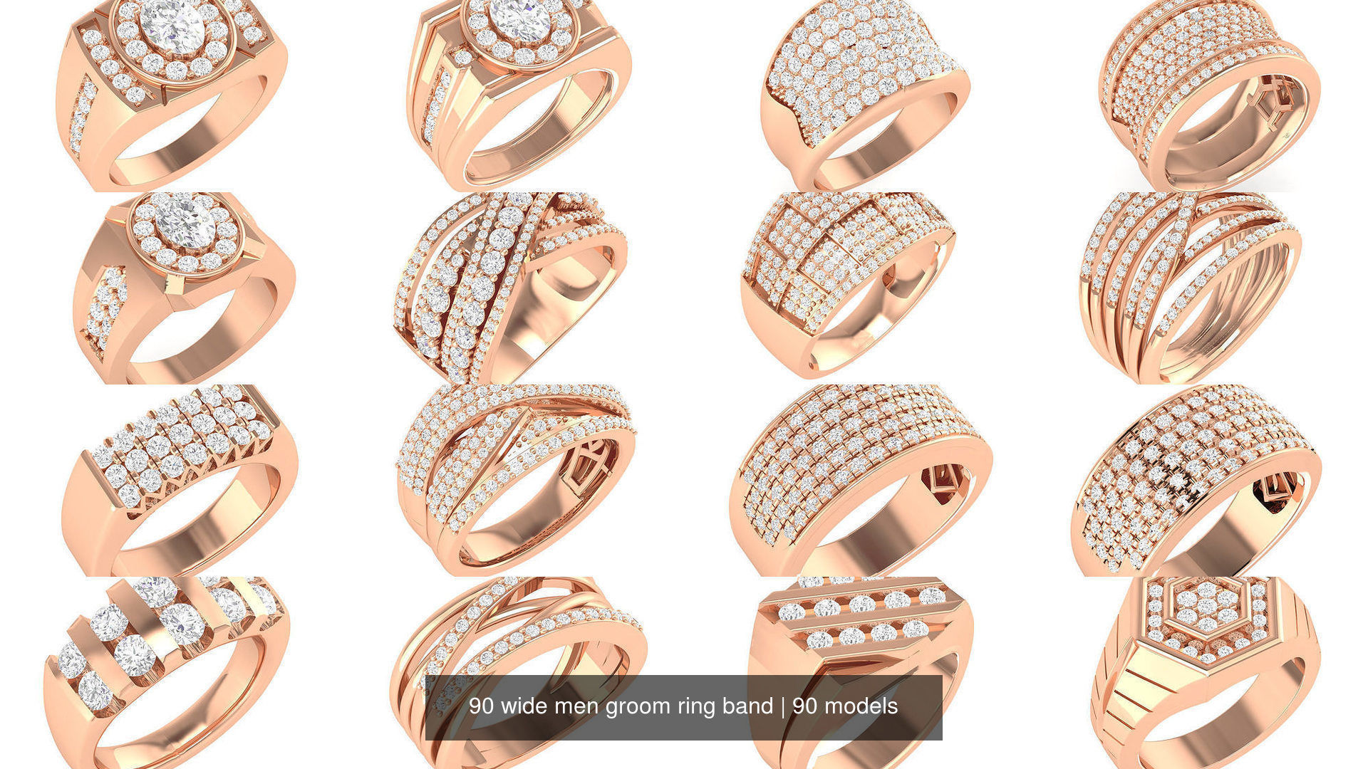 90 wide men groom ring band 3D Model Collection_4