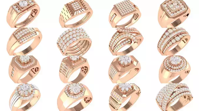 90 wide men groom ring band 3D Model Collection