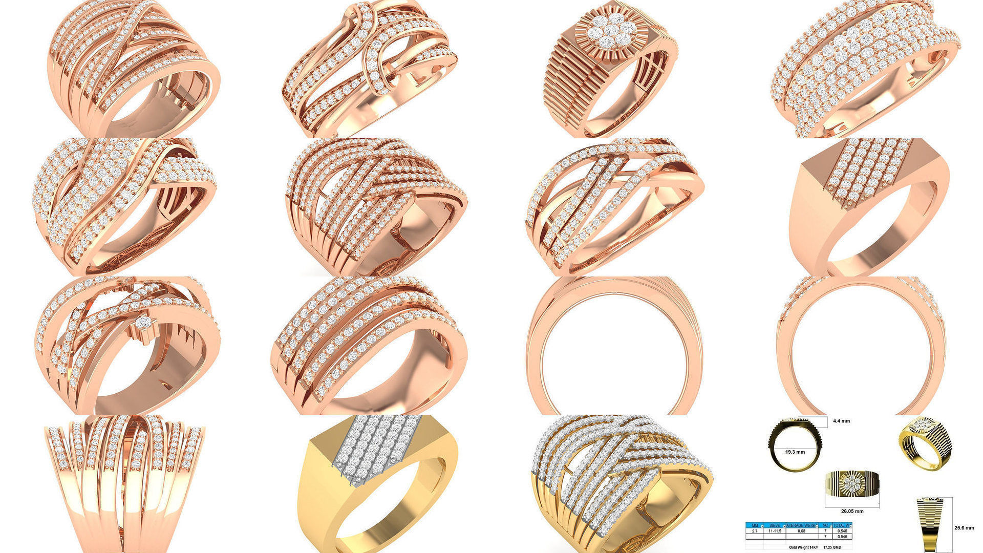90 wide men groom ring band 3D Model Collection_9