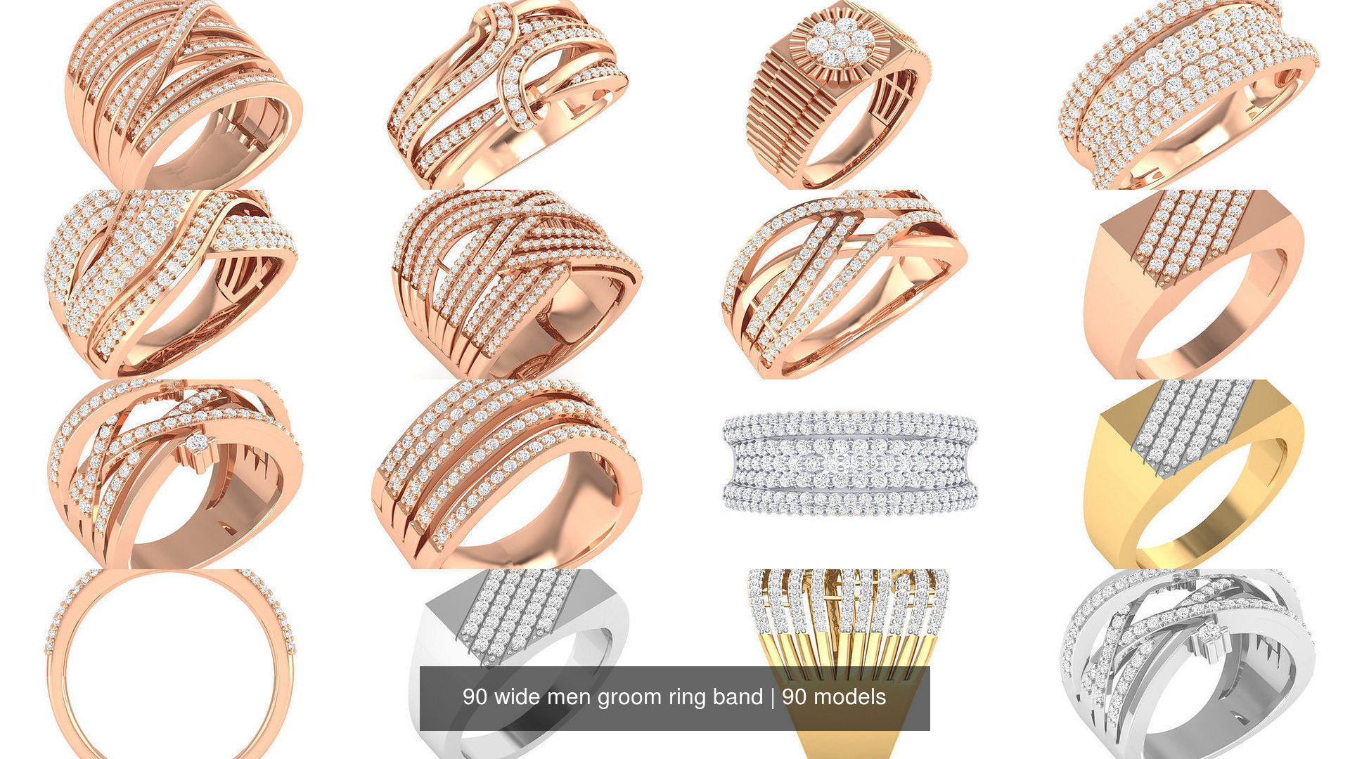 90 wide men groom ring band 3D Model Collection_10