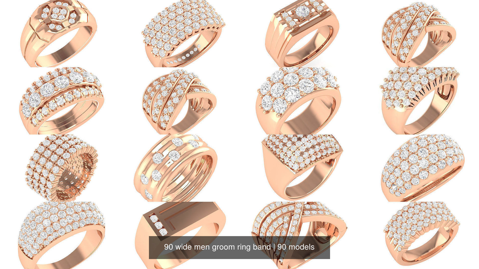 90 wide men groom ring band 3D Model Collection_2