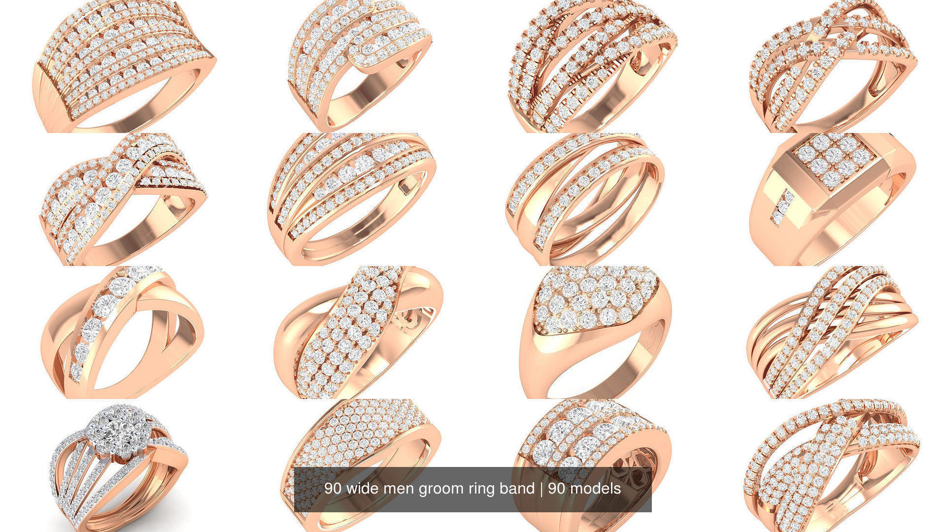 90 wide men groom ring band 3D Model Collection_8
