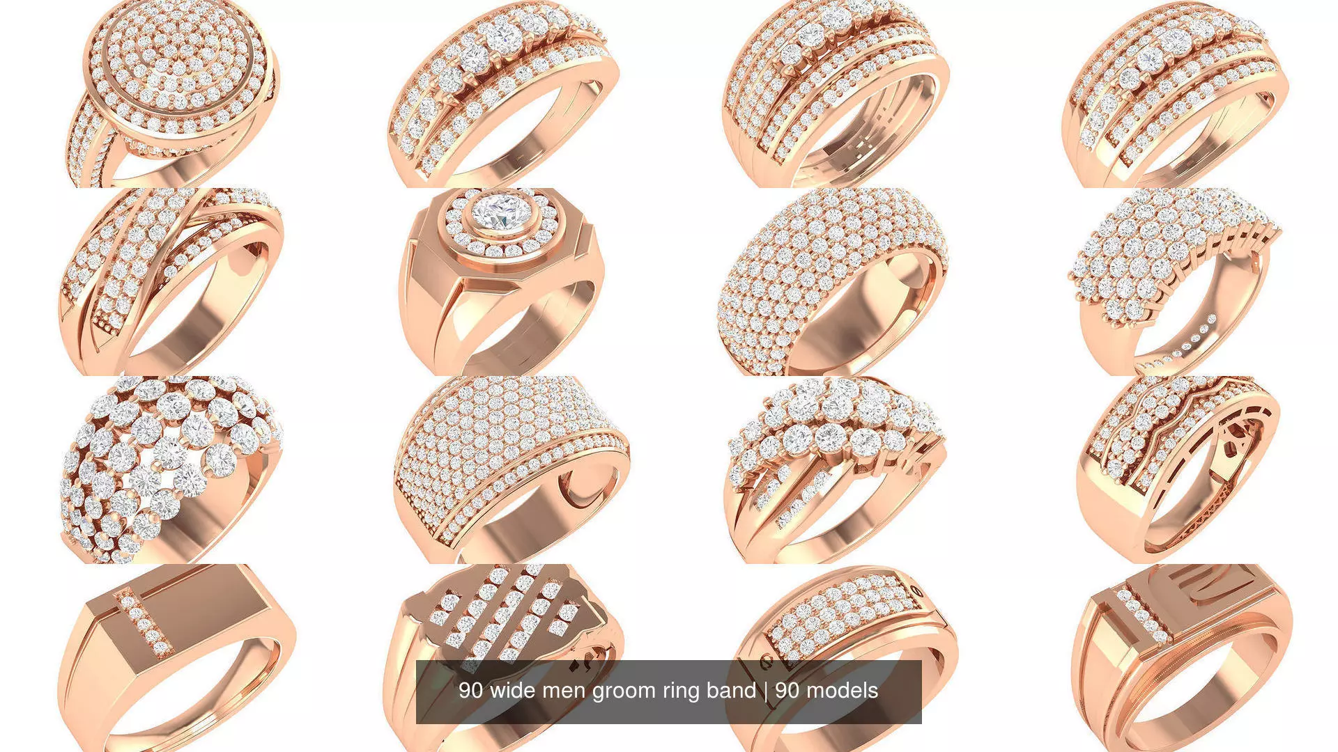 90 wide men groom ring band 3D Model Collection_1