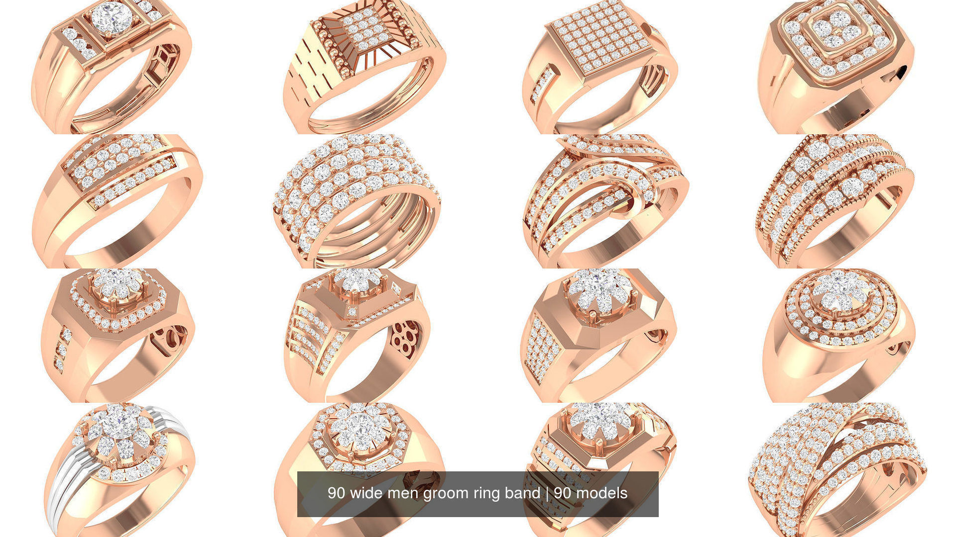 90 wide men groom ring band 3D Model Collection_6