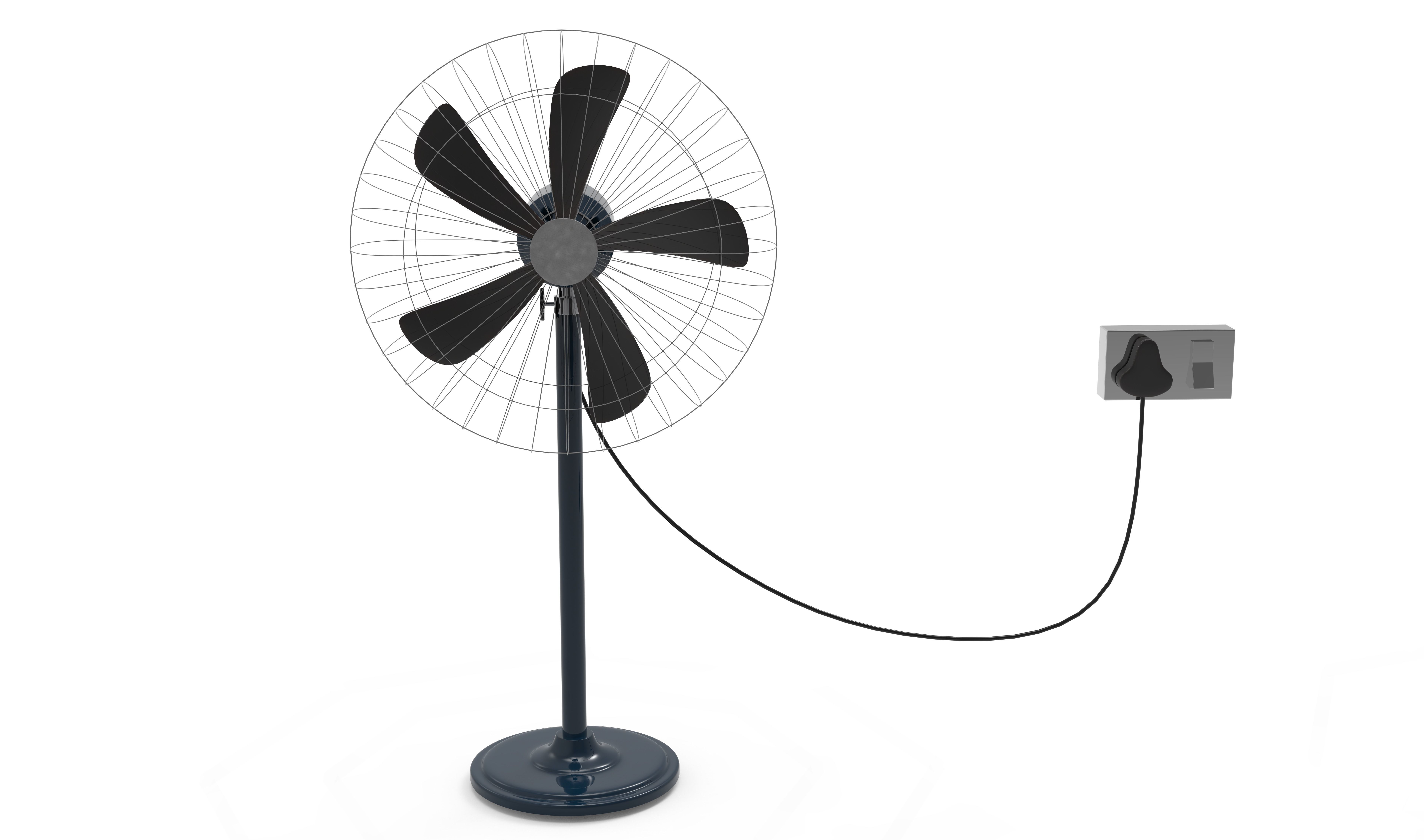 Standing Fan Animated Low-poly 3D model_2