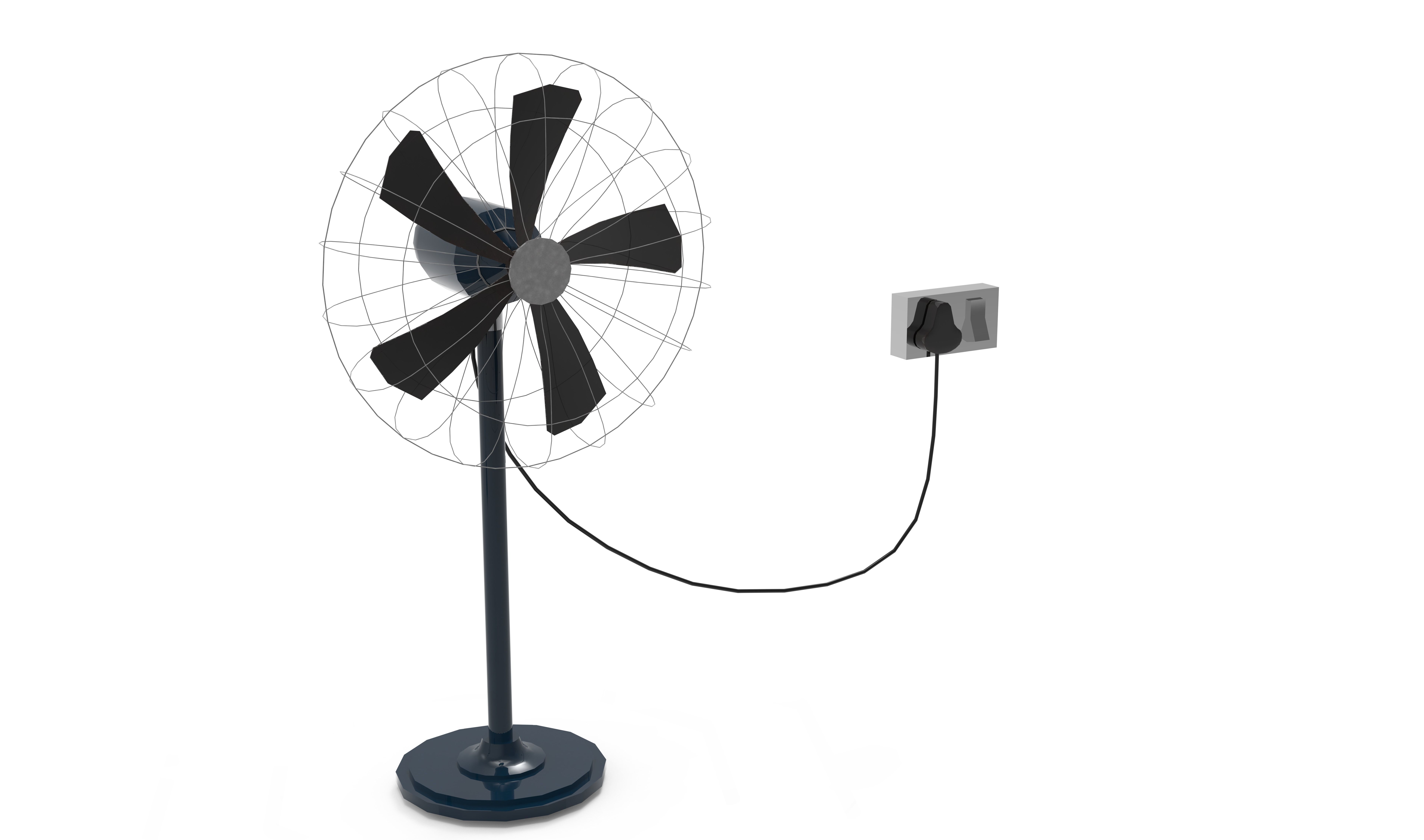 Standing Fan Animated Low-poly 3D model_14