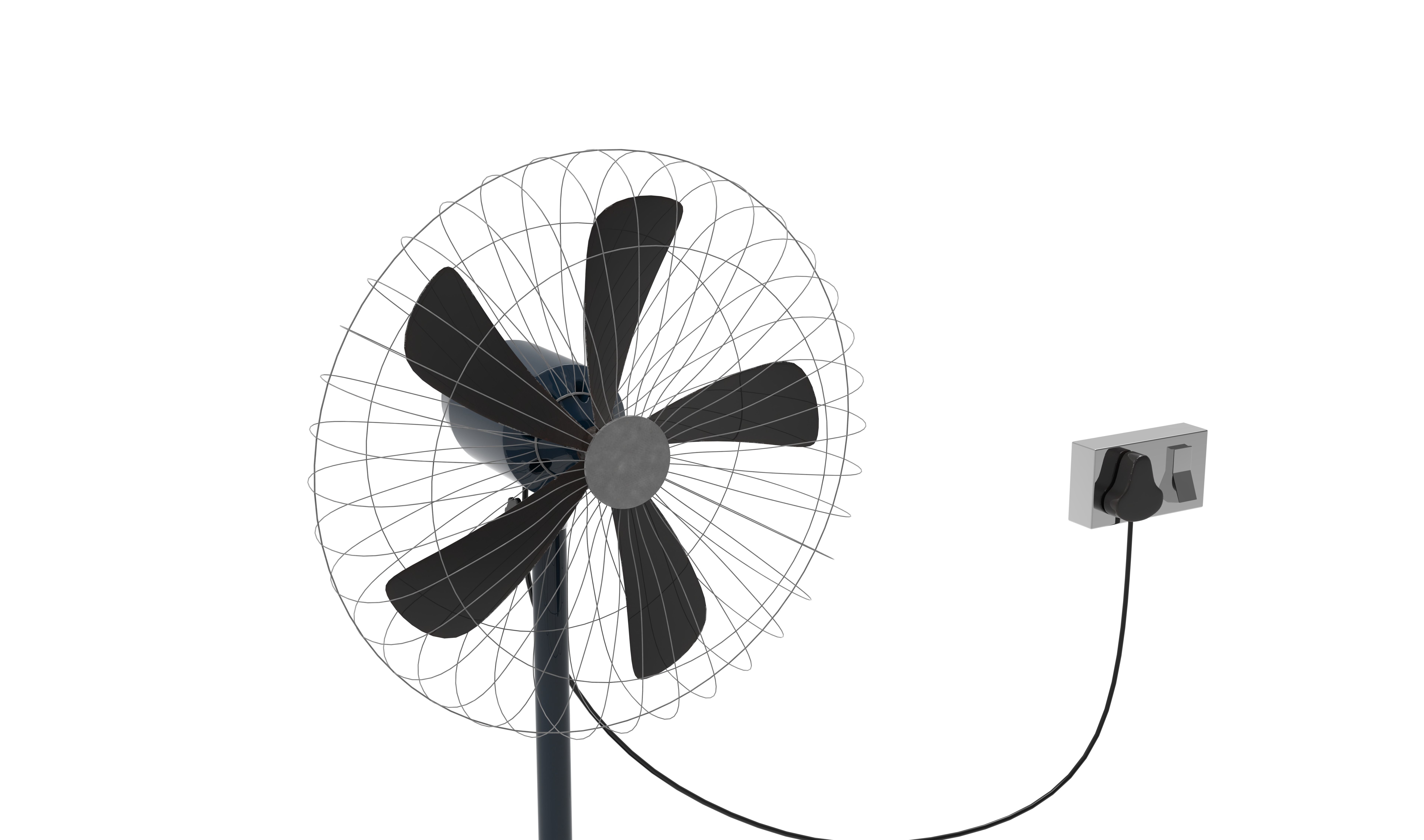 Standing Fan Animated Low-poly 3D model_4