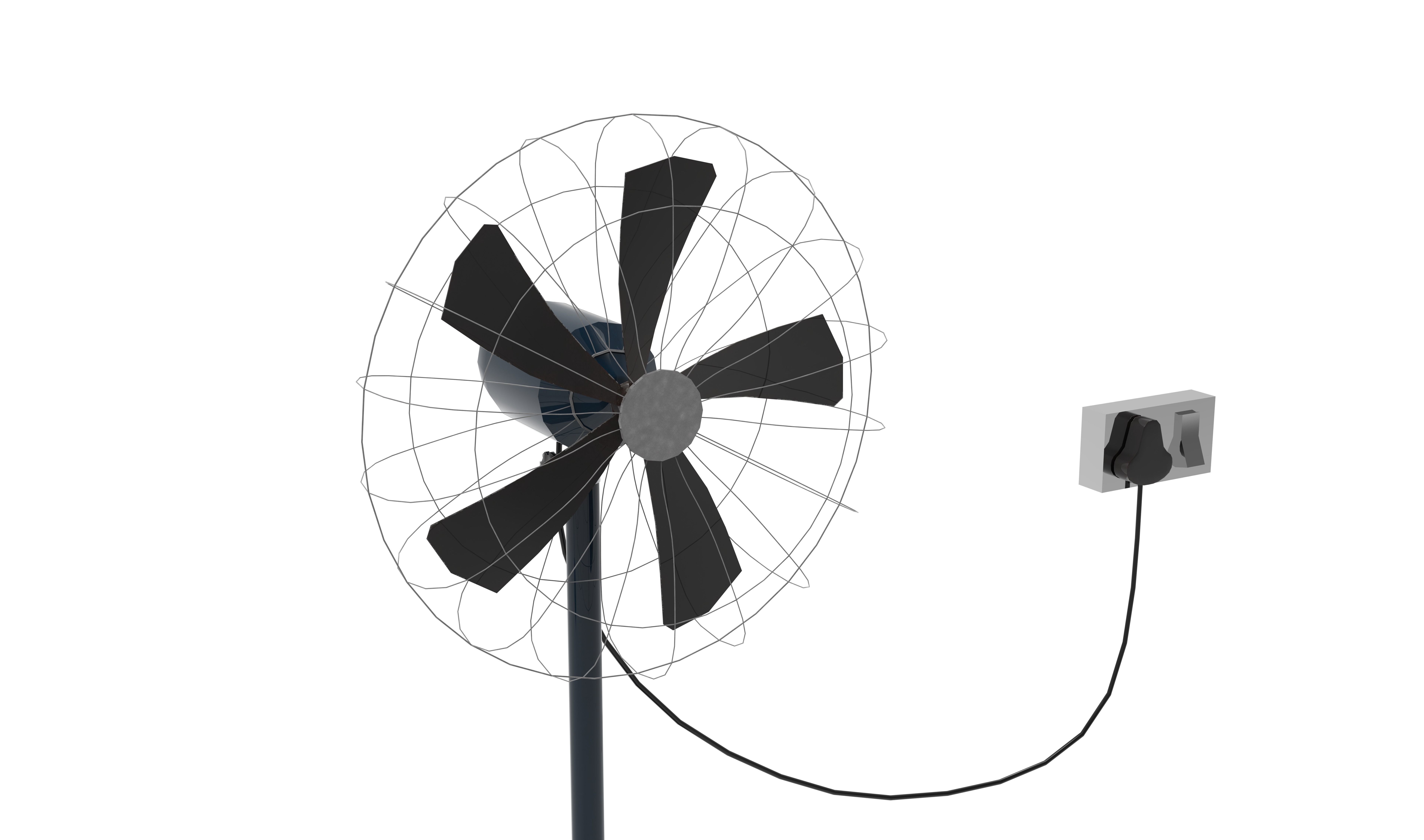 Standing Fan Animated Low-poly 3D model_15