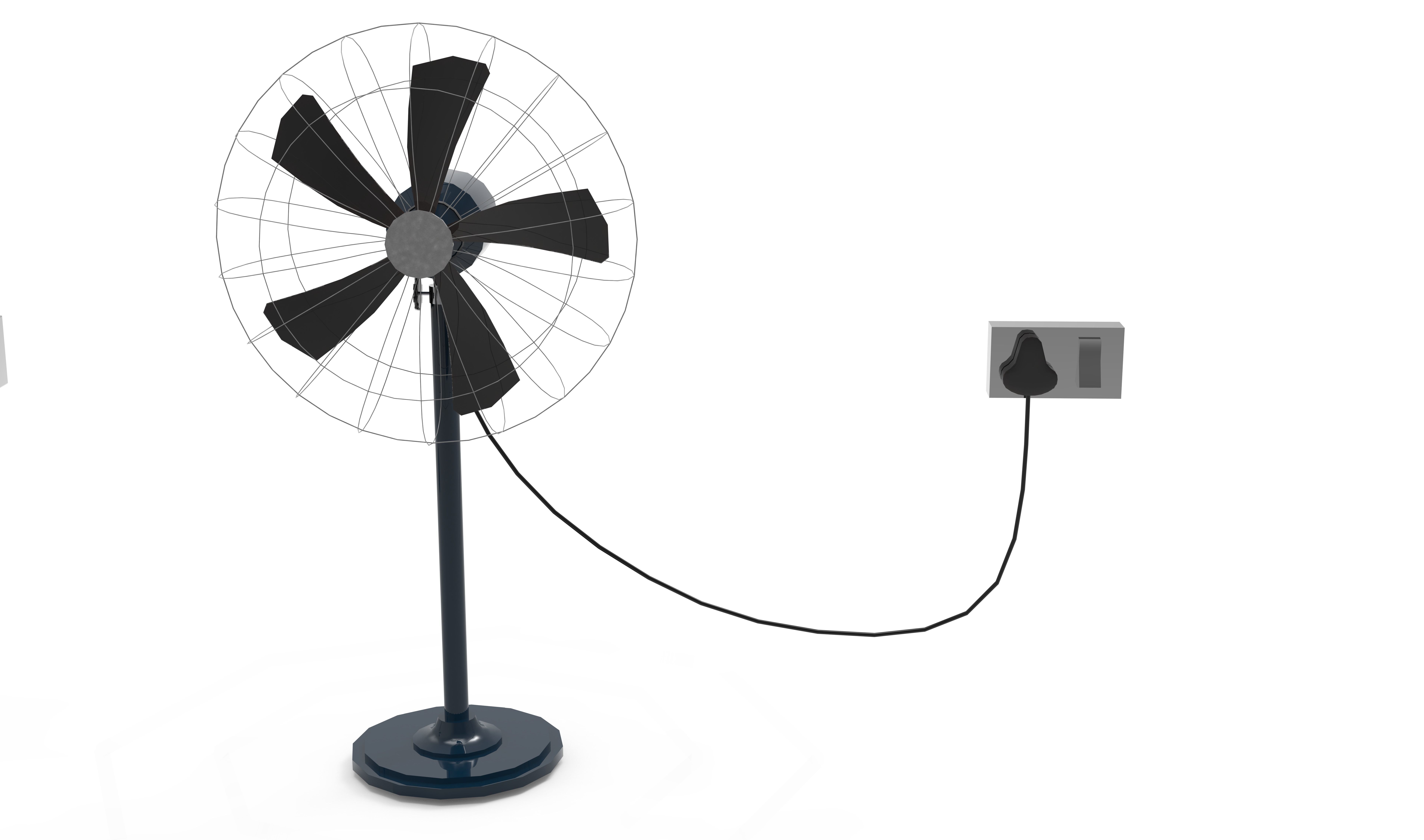 Standing Fan Animated Low-poly 3D model_16