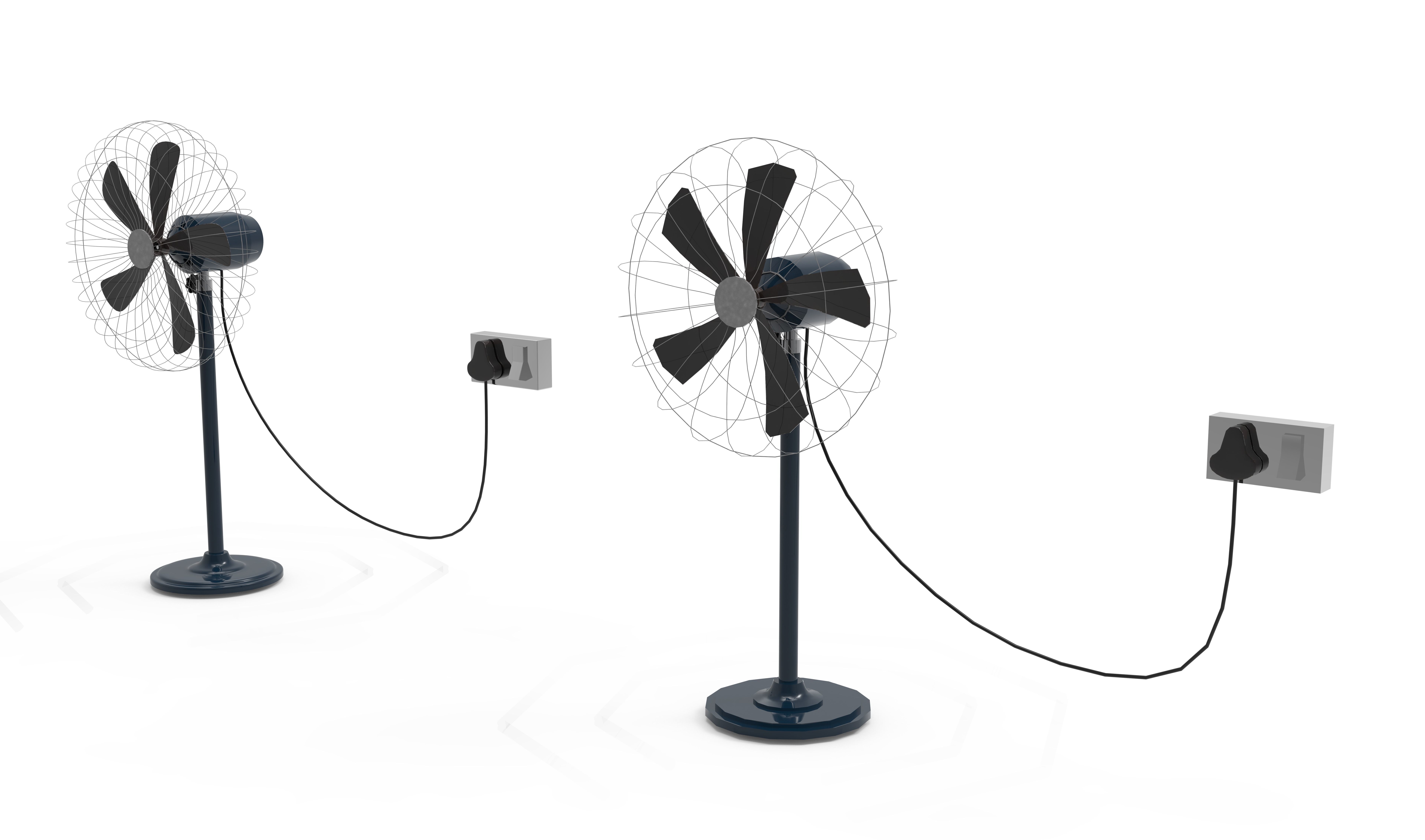 Standing Fan Animated Low-poly 3D model_1