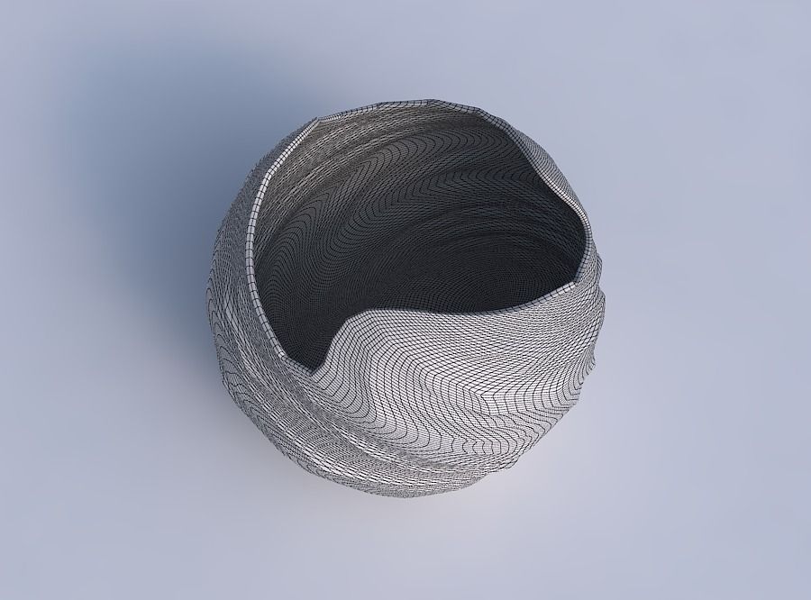 Bowl spheric wavy with fibers 3D print model_6