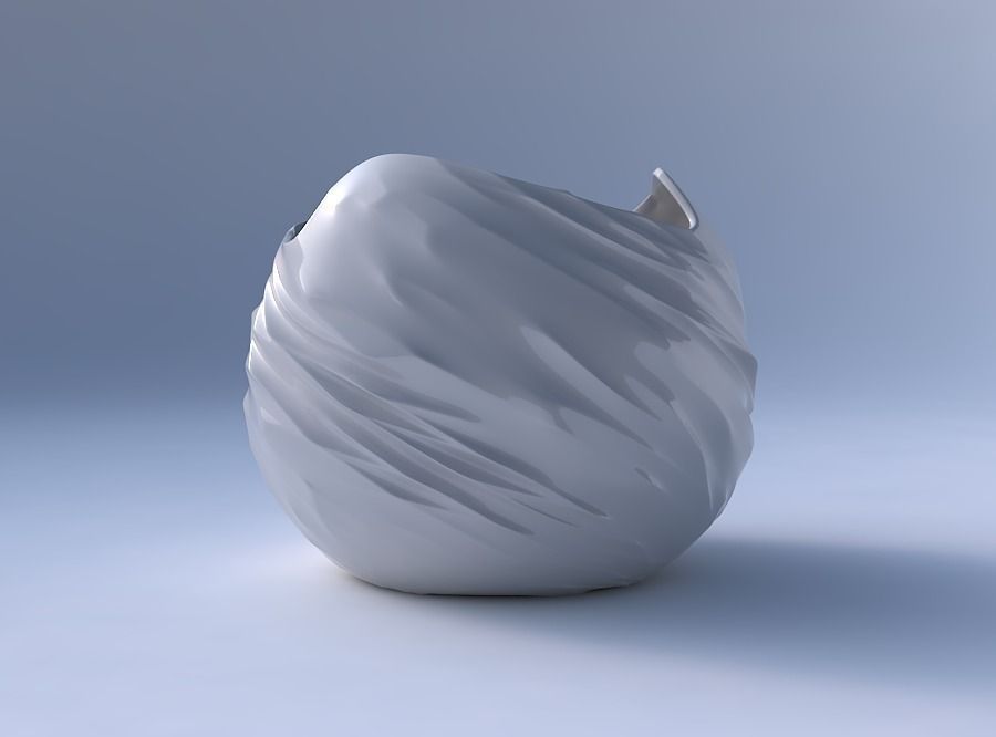 Bowl spheric wavy with fibers 3D print model_4