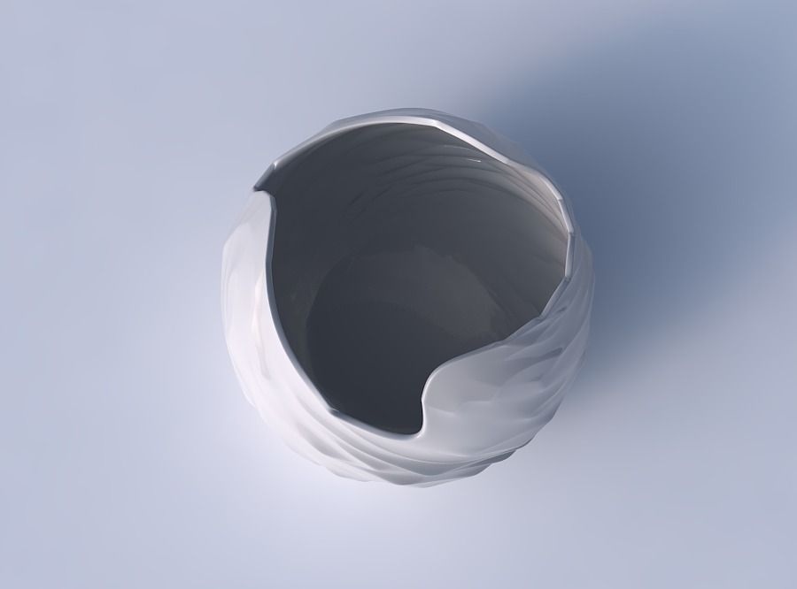 Bowl spheric wavy with fibers 3D print model_2