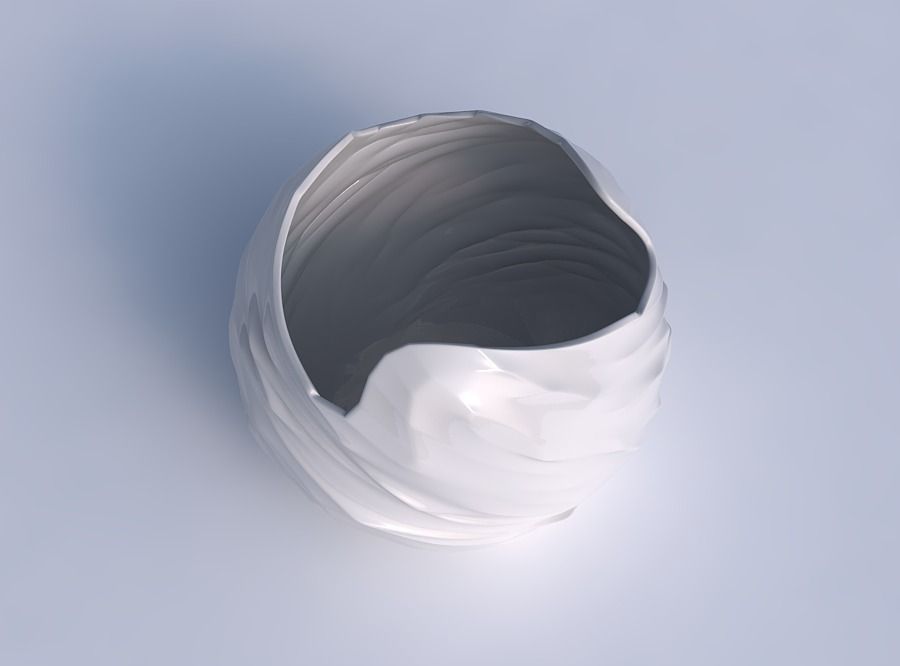 Bowl spheric wavy with fibers 3D print model_1