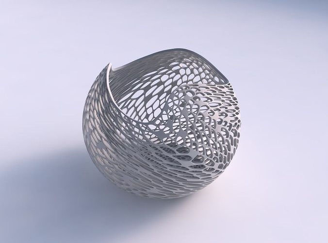 Bowl spheric wavy with dense twisted organic lattice